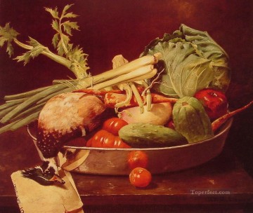 古典的な静物画 Painting - 野菜のある静物印象派ウィリアム・メリット・チェイス